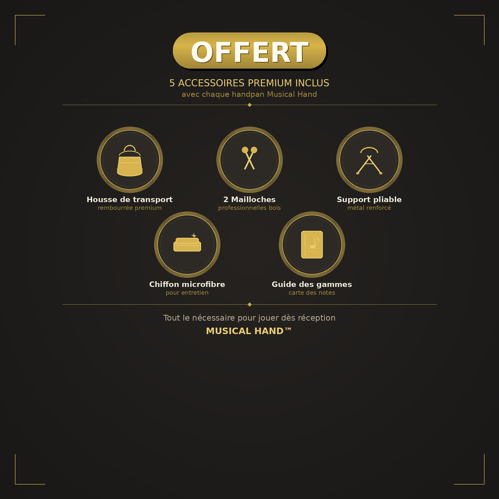 Handpan Doré Ré Mineur 9 notes 432Hz — Vibrations Apaisantes Méditation — Musical Hand